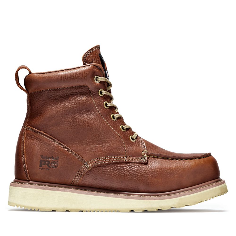 Timberland Pro Μποτακια Ανδρικα Καφε - 6" Soft Toe Wedge - Greece 2651978-BS